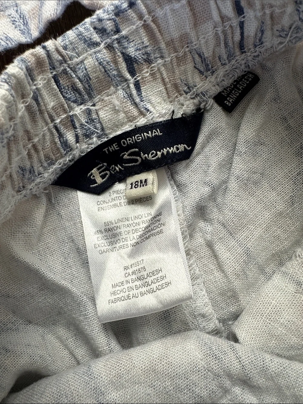 🌴 18M Toddler Blue & Cream Palm-Print Shirt & Shorts Set - Picture 3 of 6